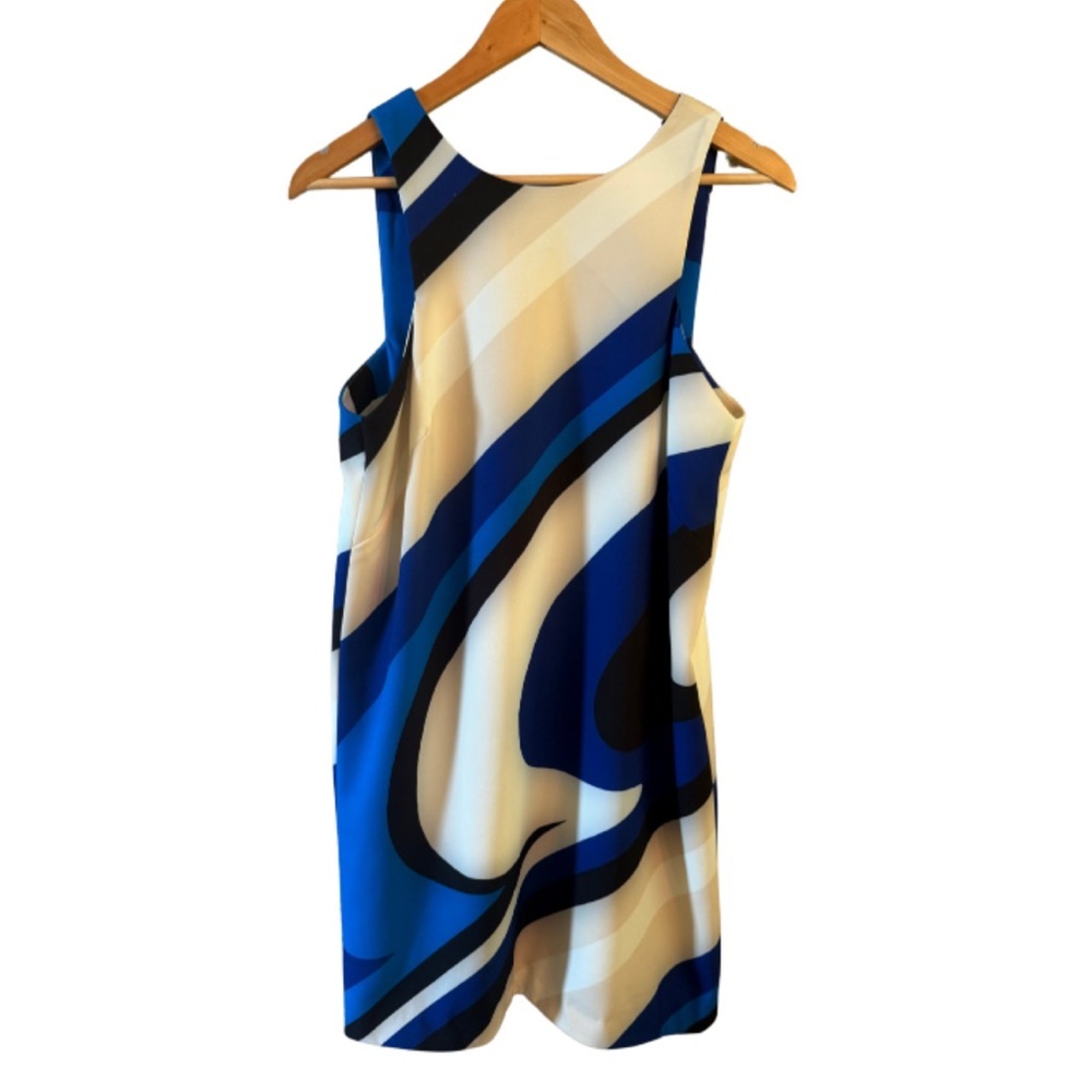 Milly Abstract Mini Dress Size 8 Blue Black - Picture 2 of 9